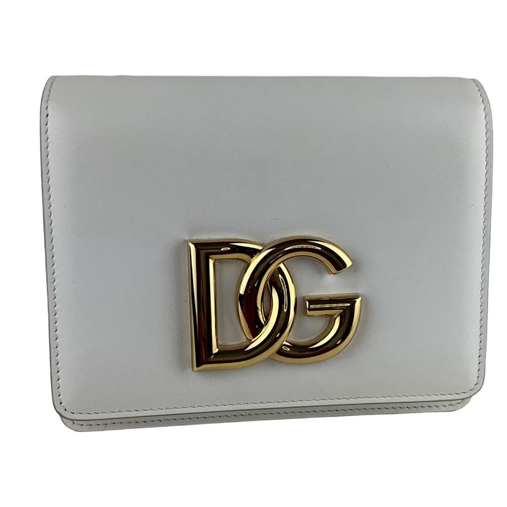 Dolce&Gabbana Women's Embellished DG Gold Interlocking Shoulder Bag White